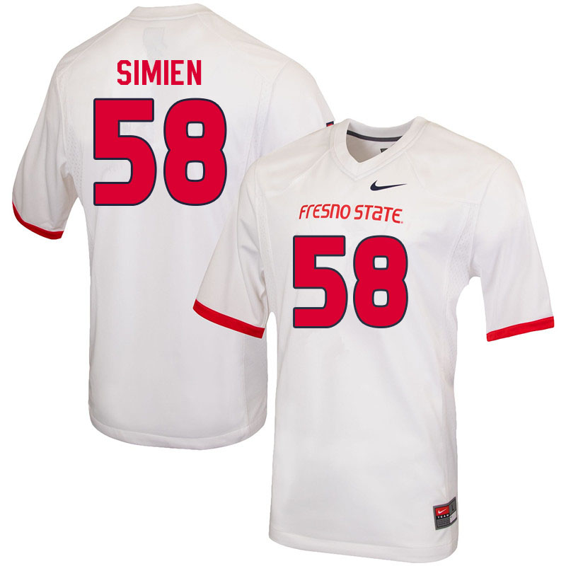 Men #58 Marcus Simien Fresno State Bulldogs College Football Jerseys Sale-White